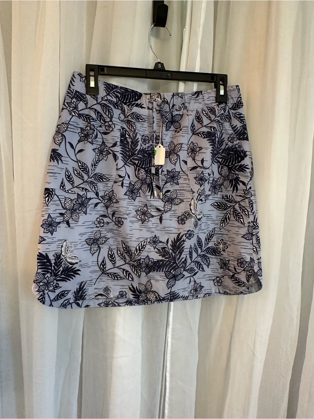 Chico’s Floral Print Blue Drawstring Women's Skort - Picture 5 of 7